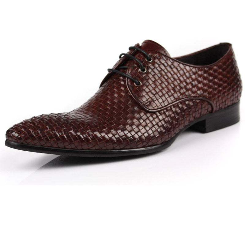 Cowhide Woven Breathable Business Formal Pointed Shoes