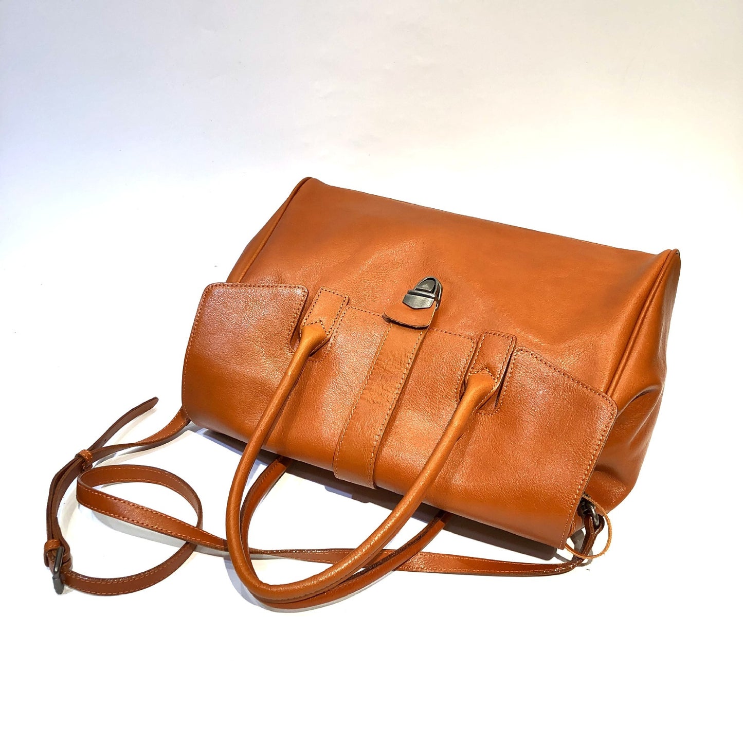 Vintage Handmade Vegetable Tanned Cowhide Oval Bag