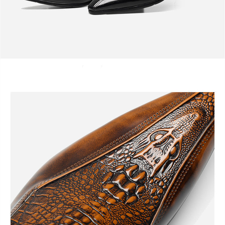 Men’s Summer Pointy Leather Shoes, Black & Brown