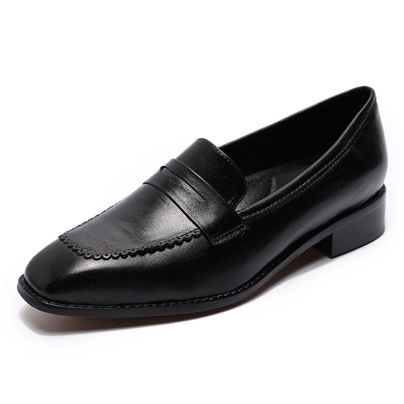 Retro English Style Small Leather Shoes, Flat Heel