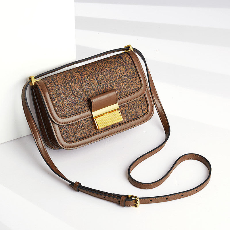Retro Brown PU One-Shoulder Messenger Tofu Bag