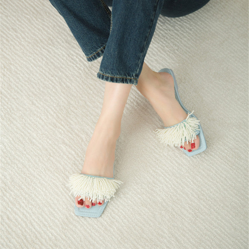 Women's New Resort Pearl Flat Roman Sandals