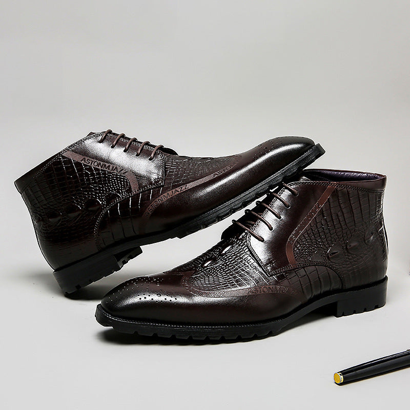 Men's Breathable Cowhide Martin Boots Low Heel