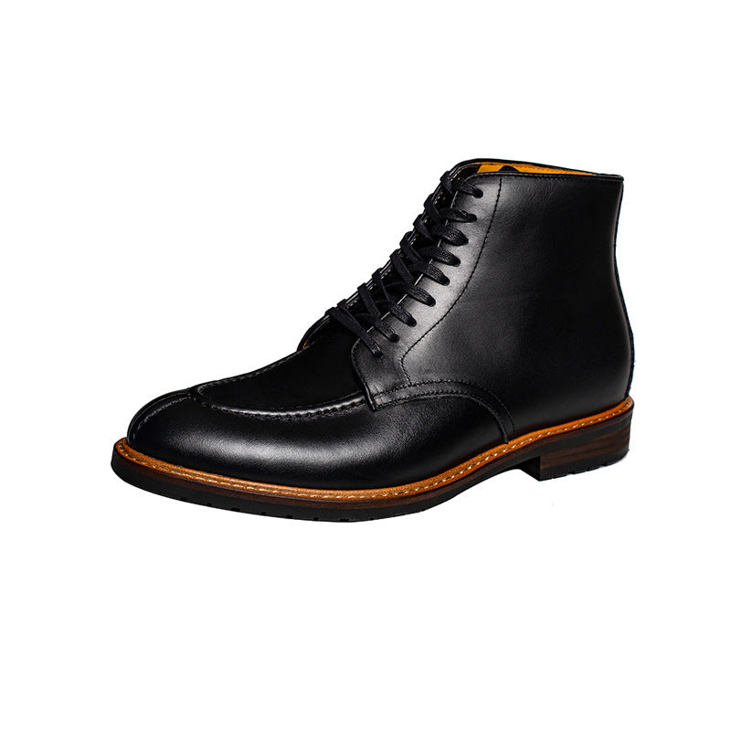 Men's Retro High Top Leather Martin Boots - Black & Wine
