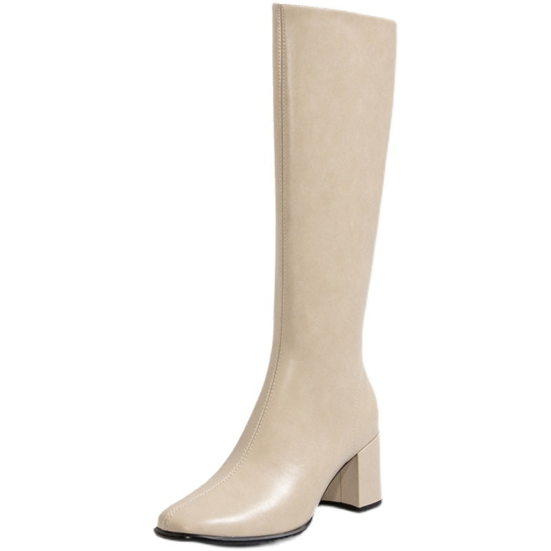 Women’s Genuine Leather High Tube Boots with Zipper