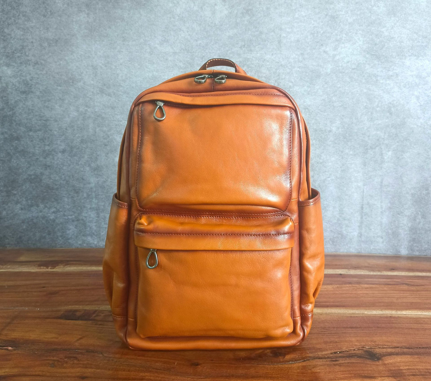 Men’s Leather Business Backpack, Large, Vintage Style