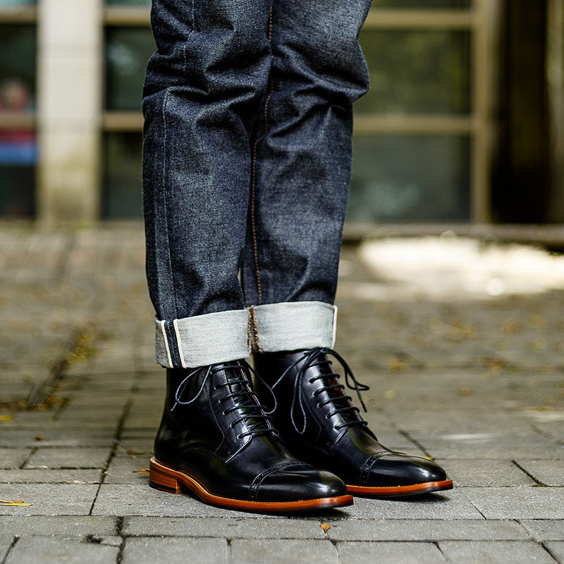 Men’s High-Top Cowhide Leather British Martin Boots