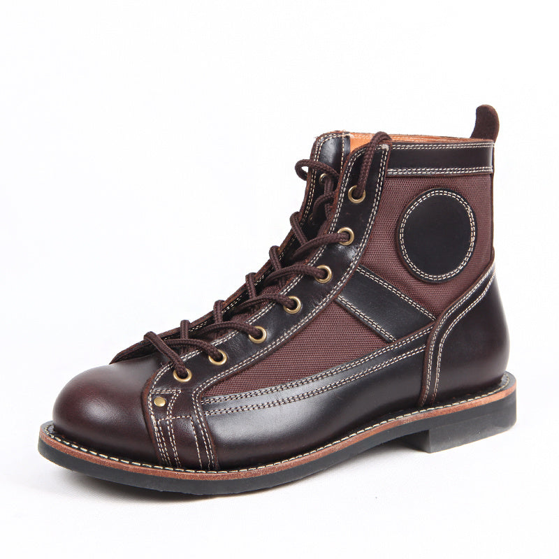 Men's Retro Casual High-Top Leather Shoes | Brown