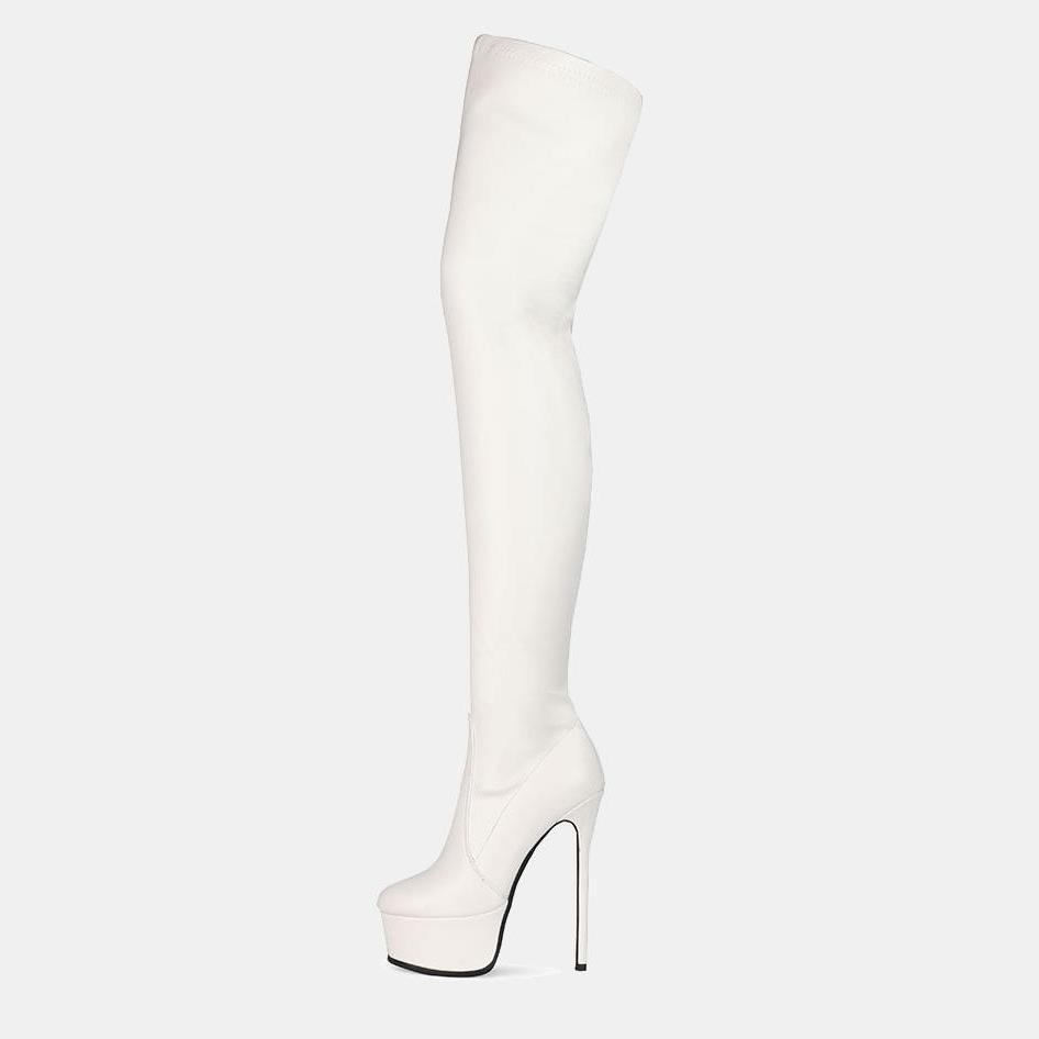 Over-the-Knee High Heel Boots with Side Zipper