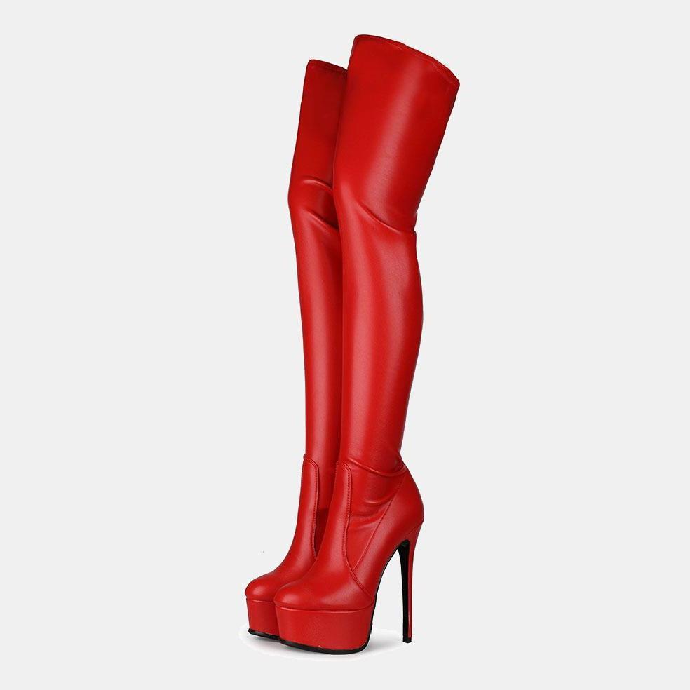 Over-the-Knee High Heel Boots with Side Zipper
