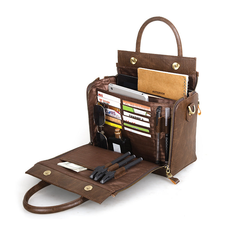 Cowhide Portable Messenger Bag For Commuting To Work Mom