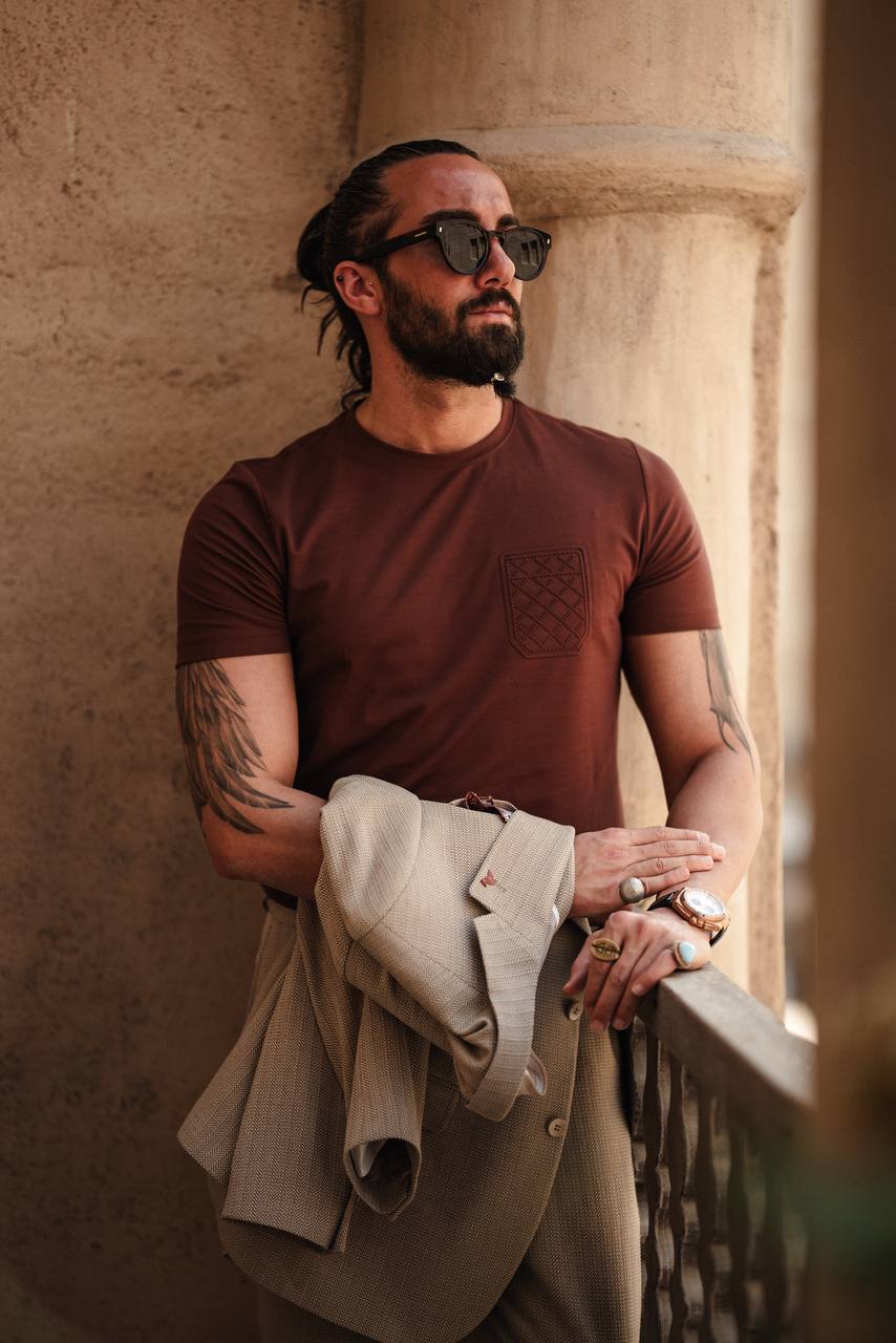 Men's Rich Earth Brown Knit Polo