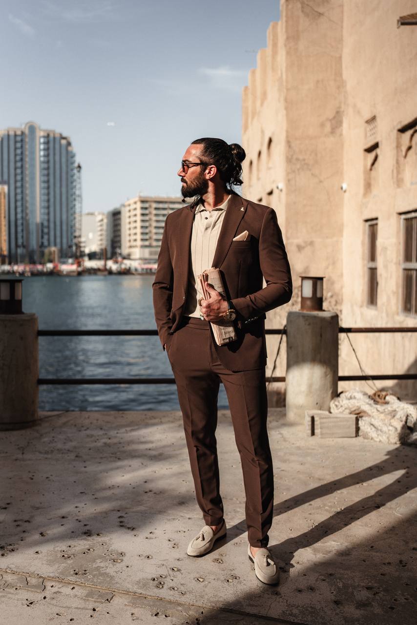 Earthy Brown Lightweight Summer Suit