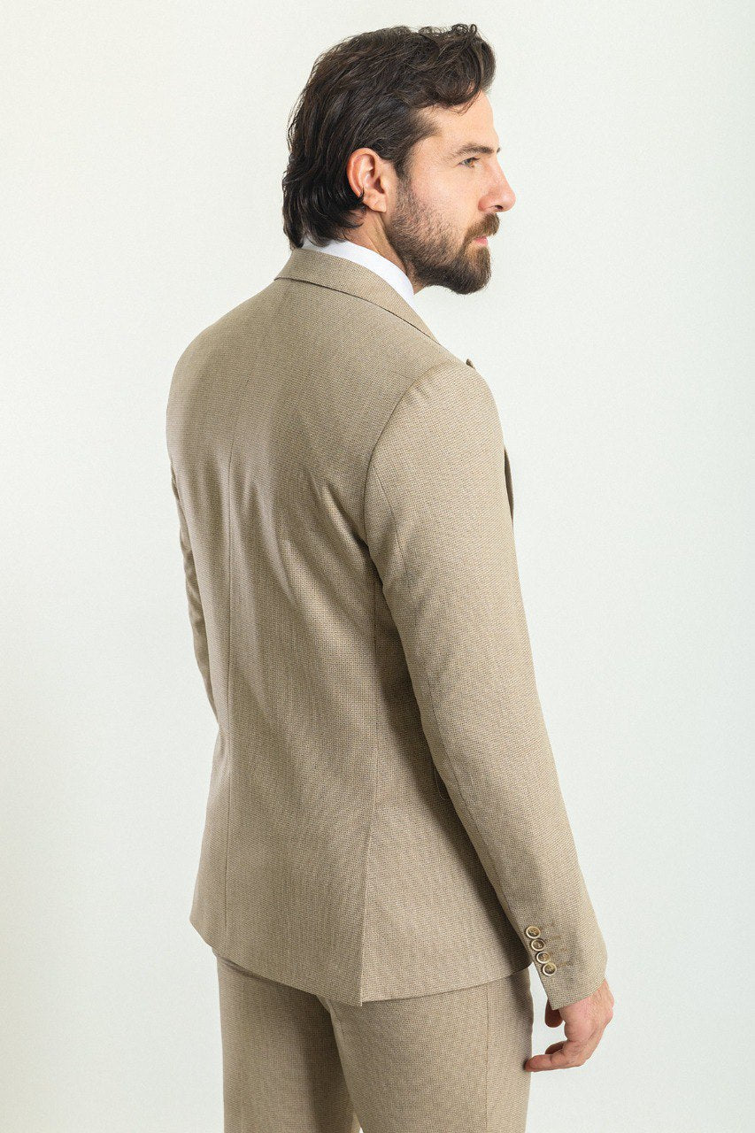 Beige Special Design Slim Fit Suit