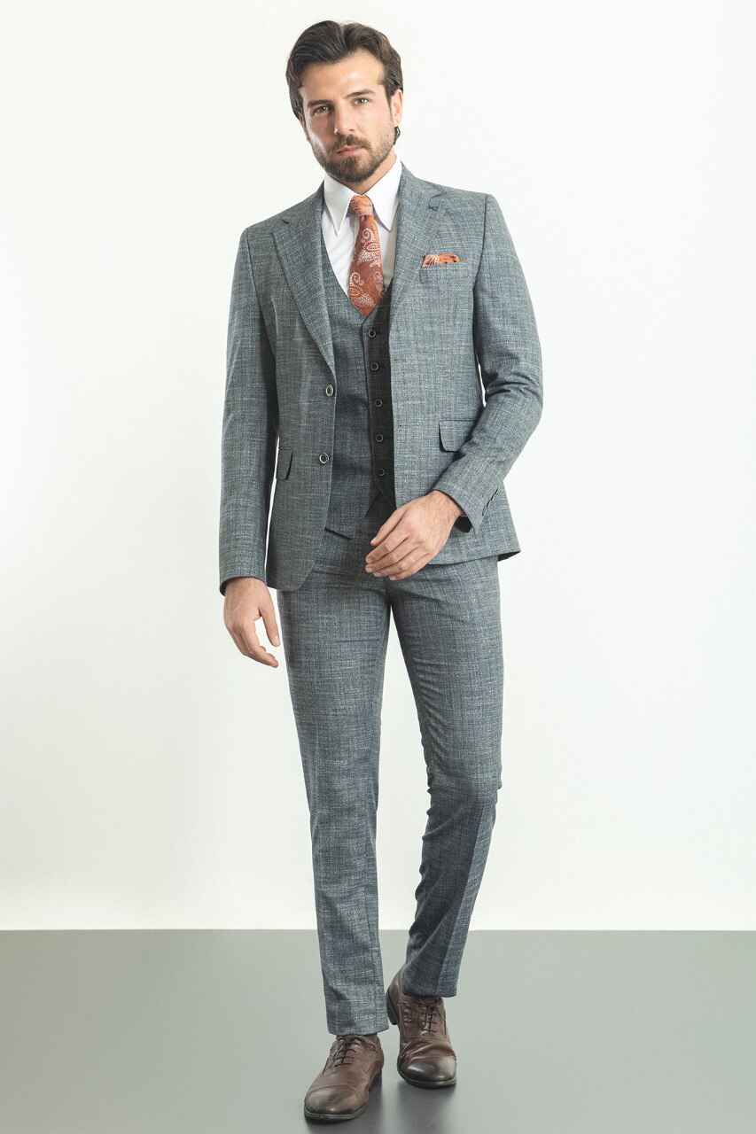 Navy Blue Slim Fit Three-Piece Suit