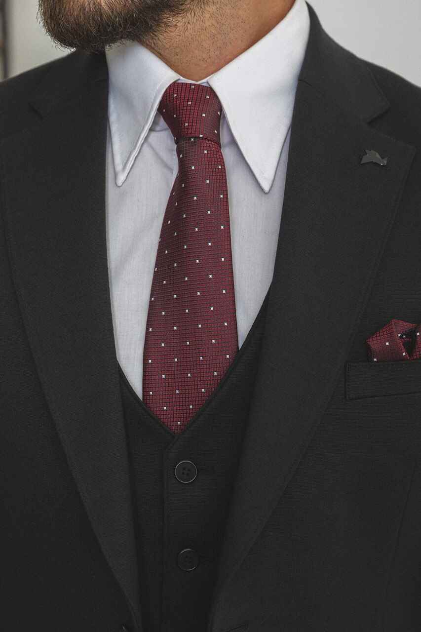 Black Modern Slim Fit Three-Piece Suit