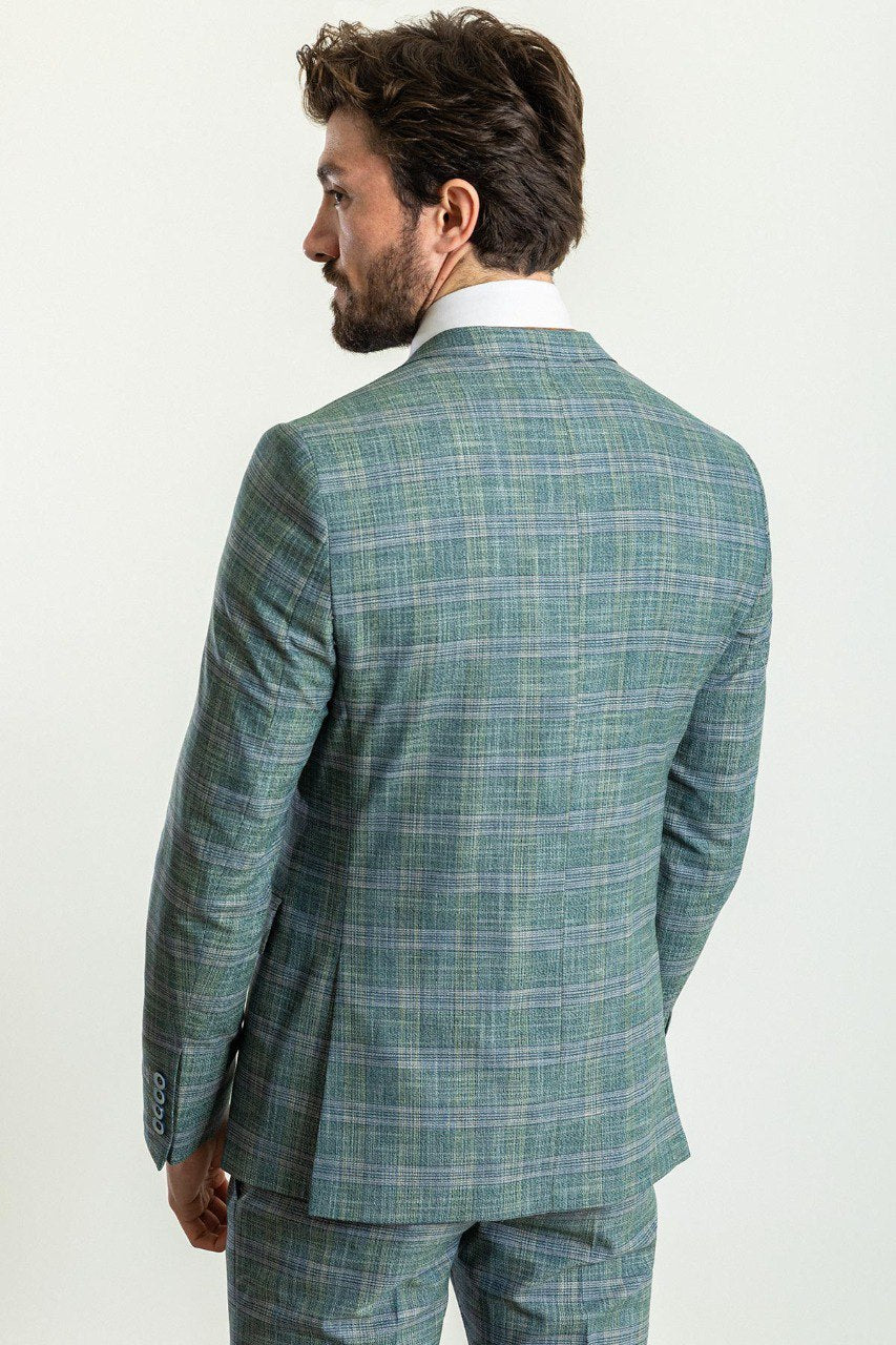 Green Plaid Slim Fit Three-Piece Suit