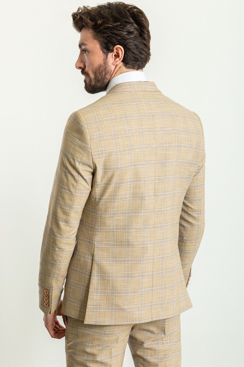 Beige Modern Slim Fit Three-Piece Suit