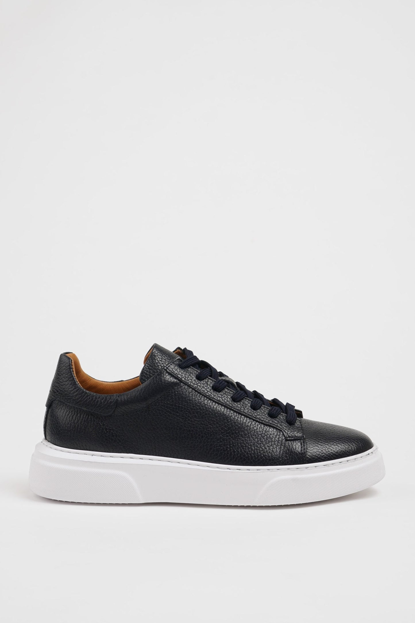 Navy Blue Pool Sole Leather Sneakers Shoes