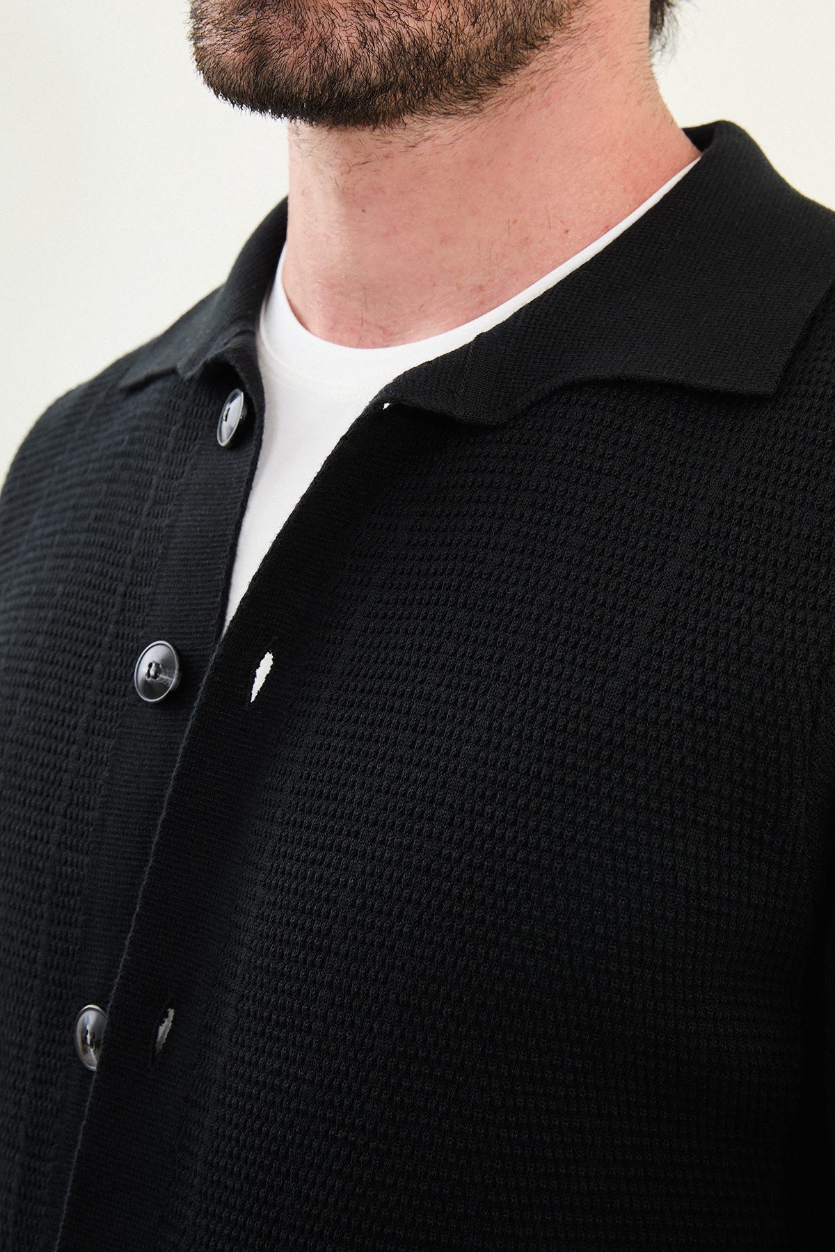 Men’s Black Knit Button-Up Cardigan