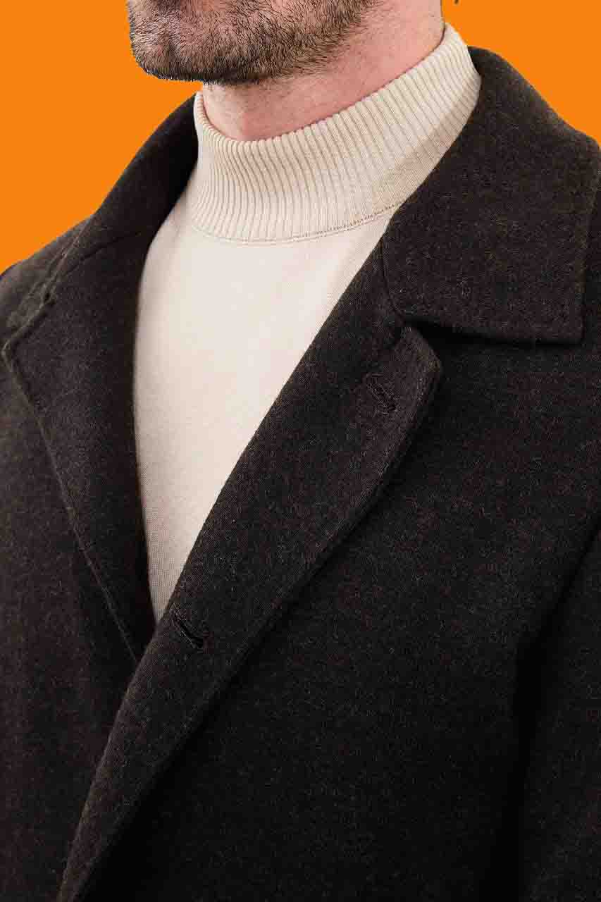 Men's Slim Fit Brown Blend Overcoat - S-XXL Winter Wear