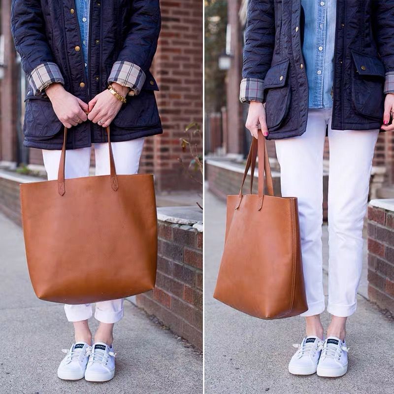 Women's Large Saddle Brown Top Layer Cowhide Tote Bag
