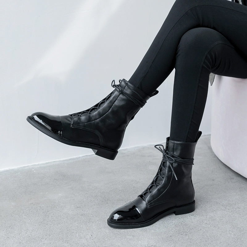 British Style Ladies Martin Boots with Soft PU Leather