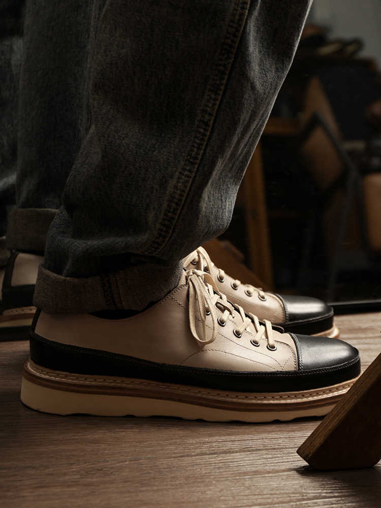 Vintage Handmade Leather Platform Board Shoes