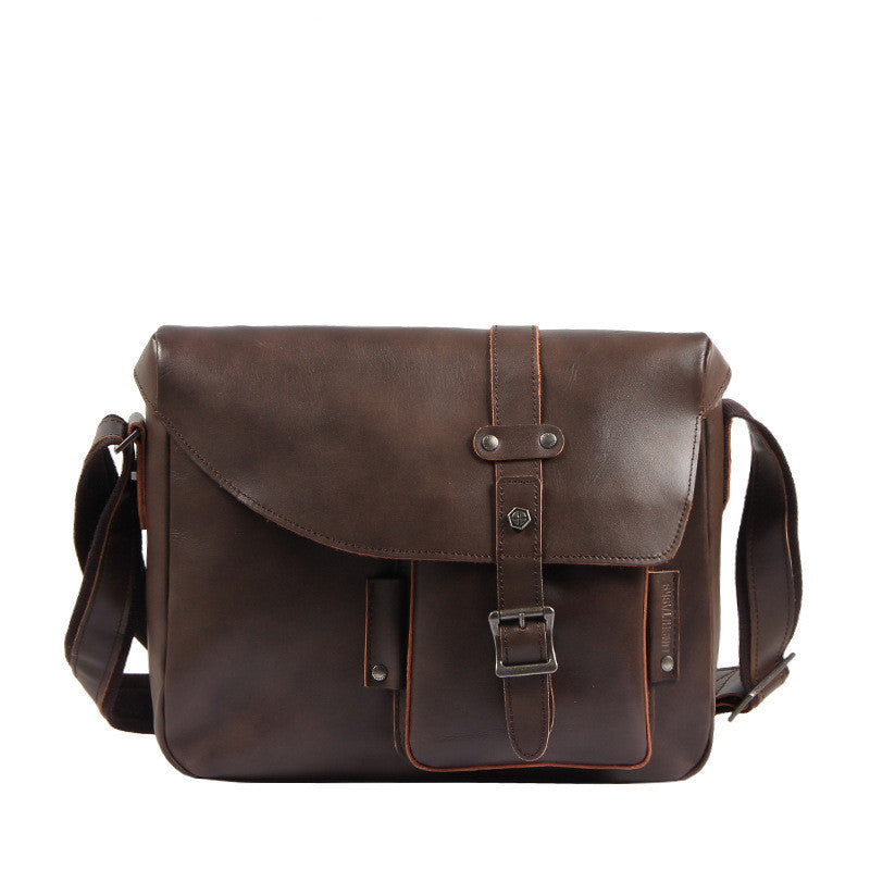 Men's Retro Casual Top Layer Leather Large Capacity One Shoulder Messenger Bag