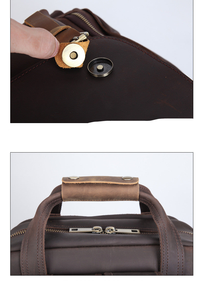 Crazy Horse Leather Camera Shoulder Bag, Retro Style