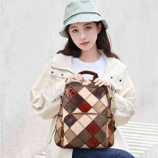 Large Cowhide Leather Travel Mommy Bag, Waterproof