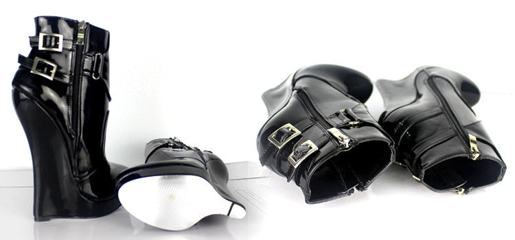 18cm Waterproof Platform Large Size Black Heels