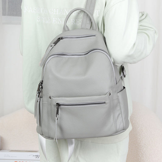 Fashion Simple Women's Genuine Cowhide Leather Backpack