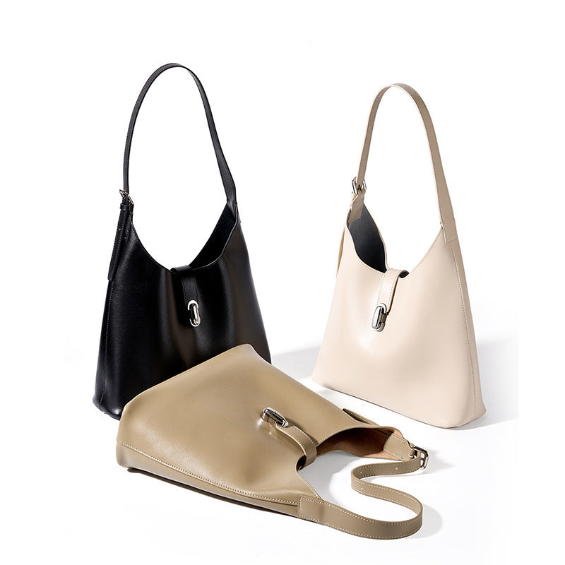 Large Cowhide Leather Tote Bag, Retro Style
