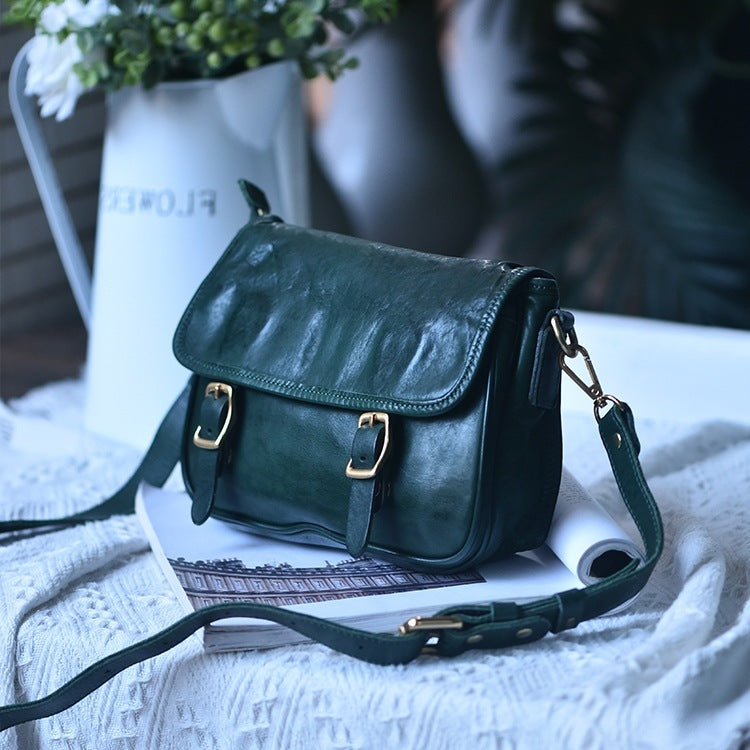 Soft Cowhide Saddle Bag with Wide Strap - Multiple Colors