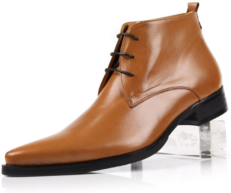 Men’s Lace-Up Business Short Boots, High Top, Multiple Colors