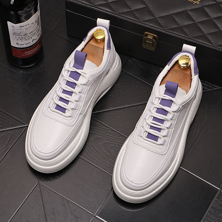 Men’s Casual White Sneakers with Thick Sole Trendy
