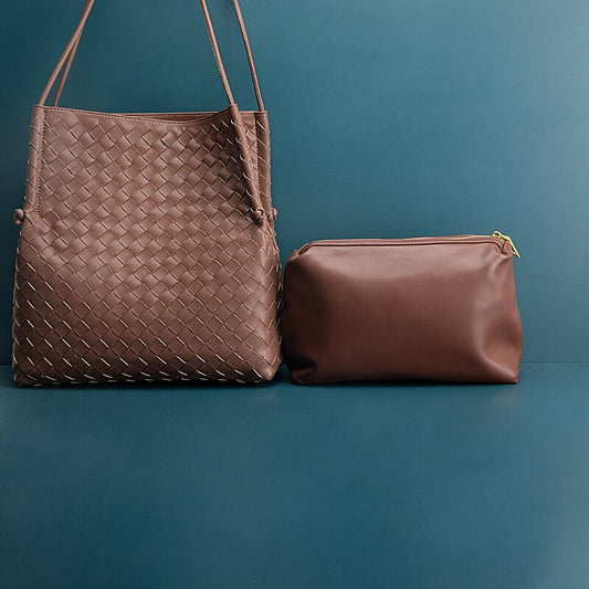 Women's Vintage Cowhide Braided Crossbody Bag - Coffee