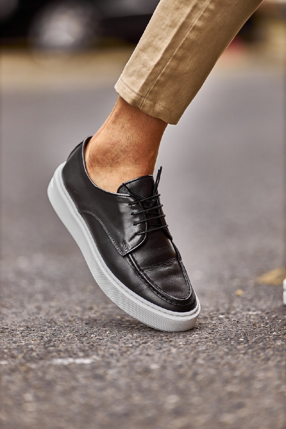 Black Sole Leather Casual Shoes