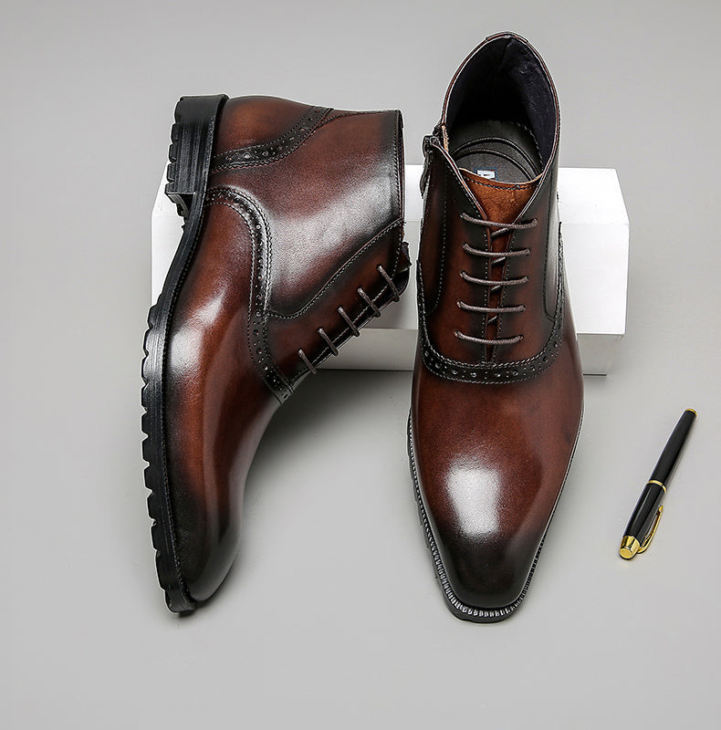 Vintage Men's Mid Top Cowhide Leather Boots