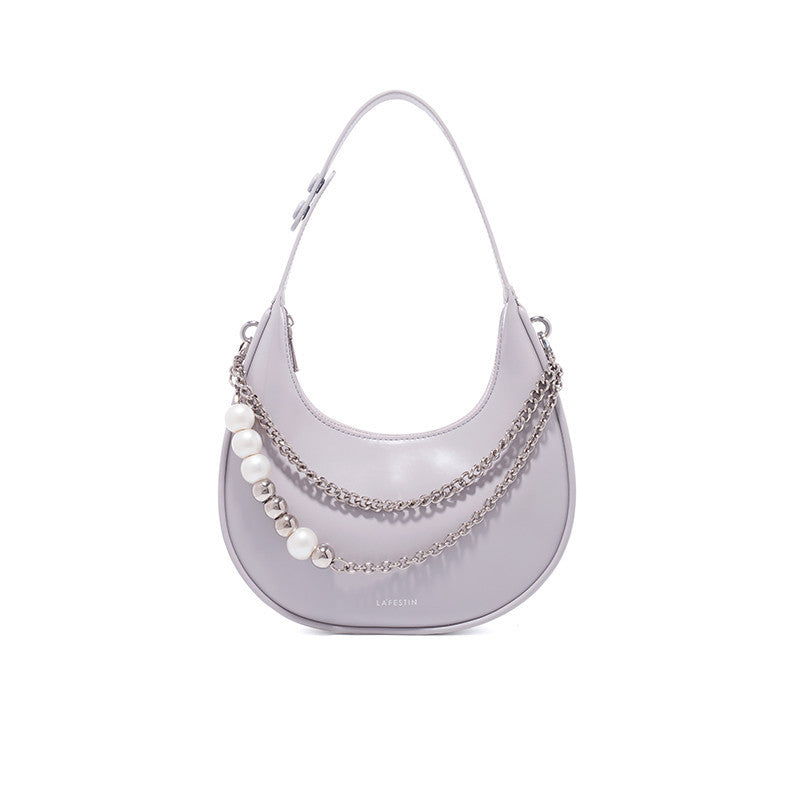Summer Cowhide Leather Crescent Armpit Bag - Multiple Colors