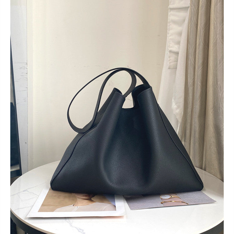 Women's Large Genuine Leather Bucket Bag - Street Style