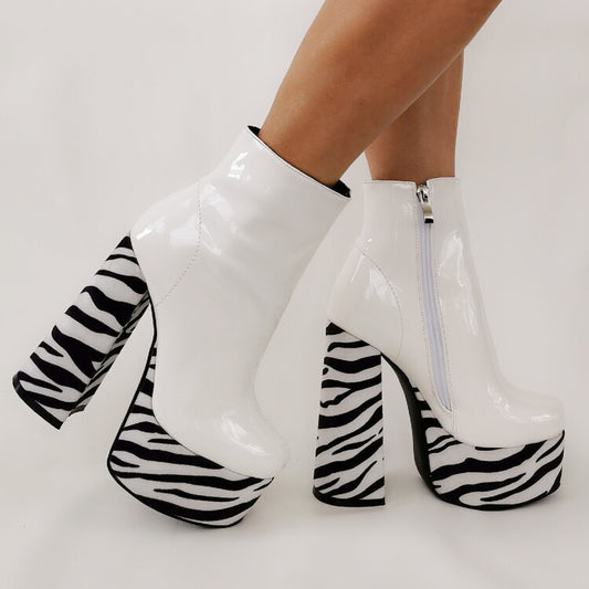 Waterproof Round Toe Women's Platform Short Boots