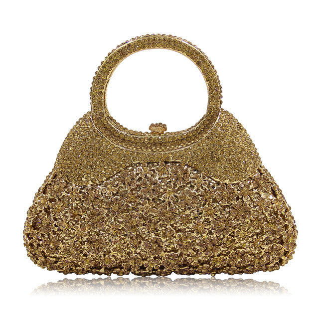 Women's Handmade Rhinestone Crystal Evening Clutch Bag