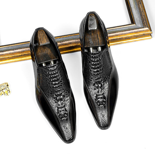 Men’s Summer Pointy Leather Shoes, Black & Brown