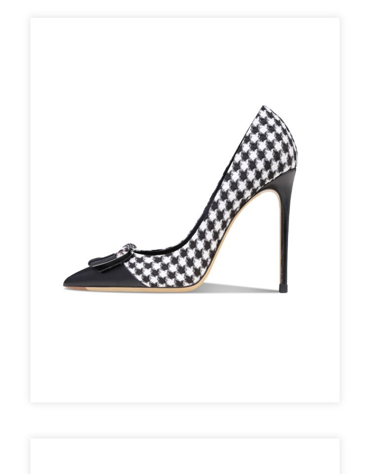 Thin Heel Pointed Shallow Mouth Colorblock Heels