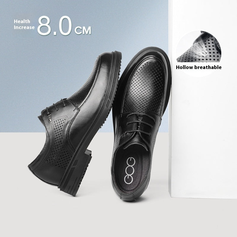 Men’s Height Increasing Cowhide Leather Derby Shoes
