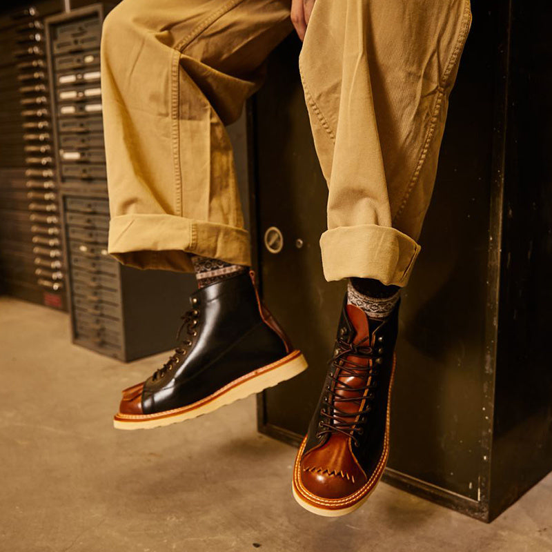 American Retro Leather Thick Sole Casual Boots, High Top