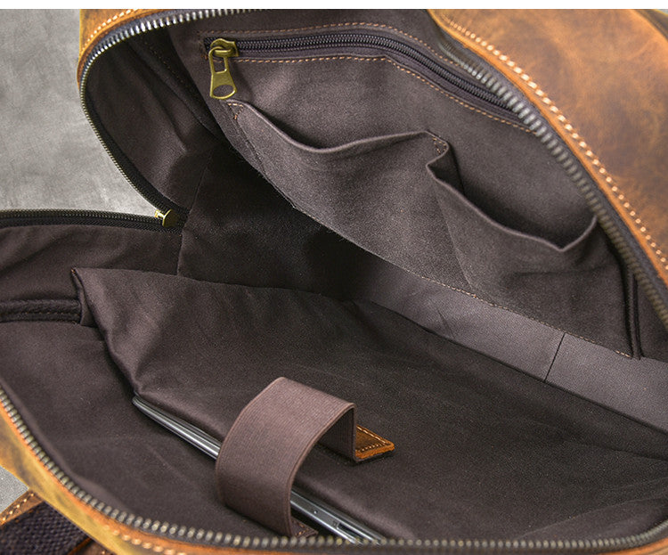 Vintage Crazy Horse Leather Backpack, 45x33x14cm