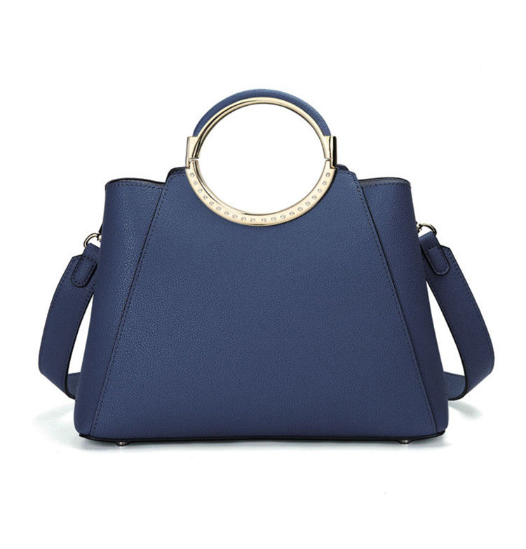 Middle-aged Lady Soft Cowhide Vertical Ladder Handbag